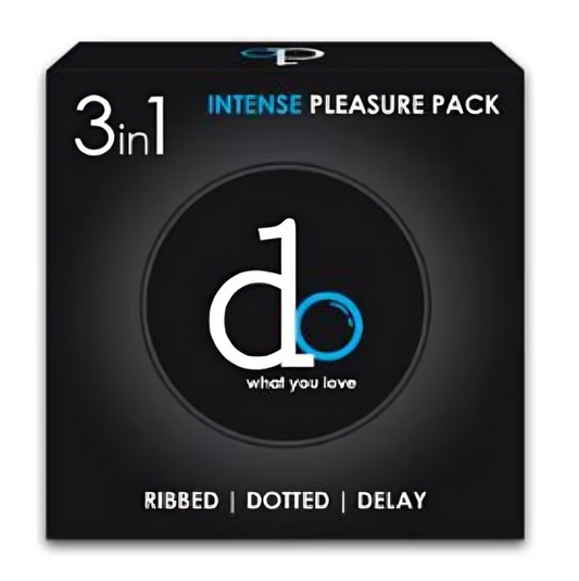 DO 3in1 Condom Pack - Intense Pleasure Pack (Ribbed + Dotted + Delay)