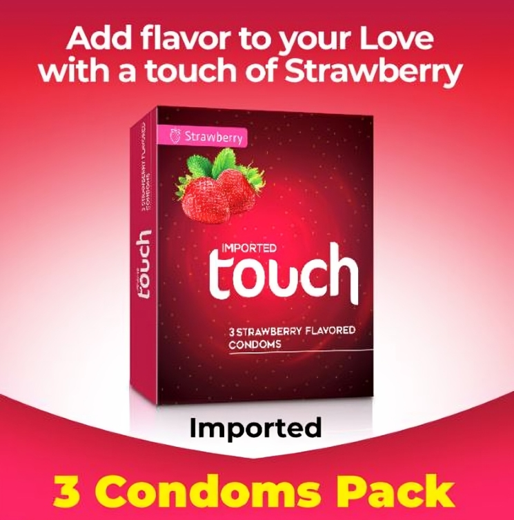 Touch Strawberry Flavored Condoms - Pack of 3